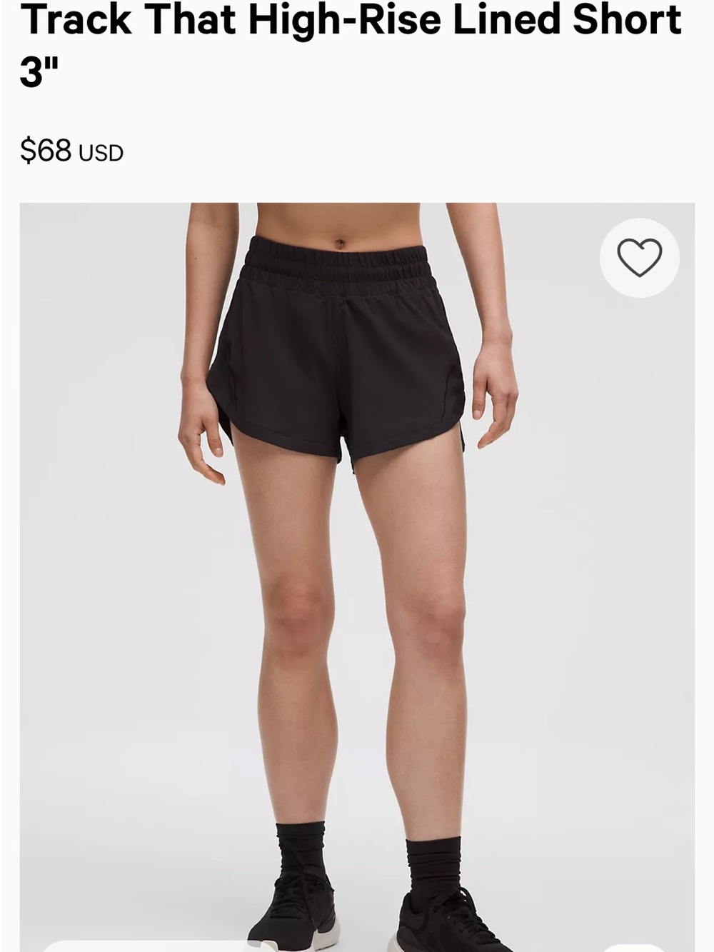 lululemon athletica Black Track That Shorts 3” Size 4